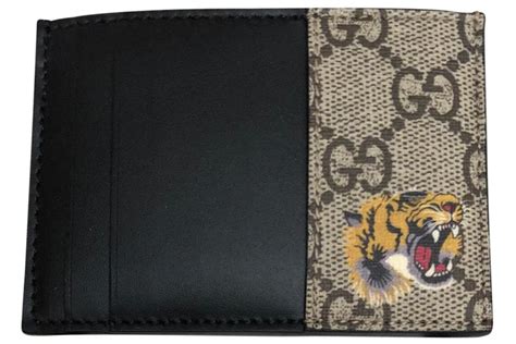 Gucci Tiger Head Print Card Holder GG Supreme 